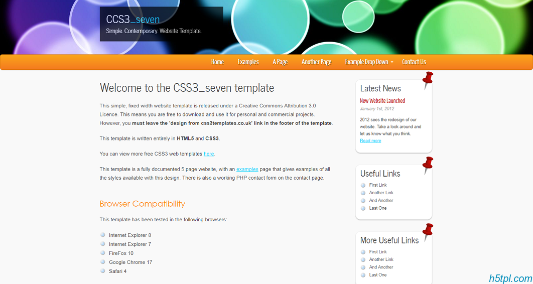 橙色导航简洁极致专题推广CSS3模板(3色)_橙色 css3 html5 博客 菜单 简洁 标准 英文 圆角
