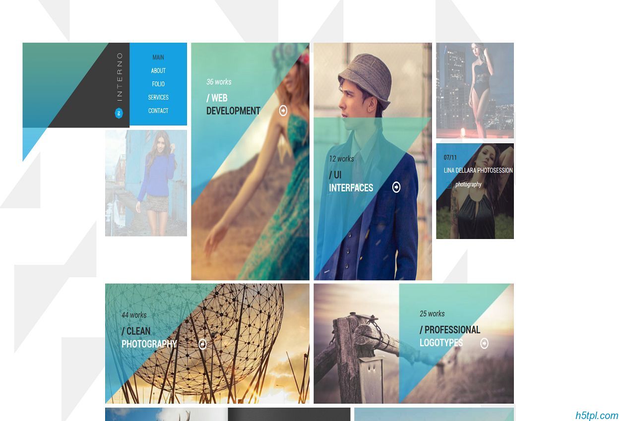 瀑布流排版风格网站模板是一款适合模特服装展示网站模板