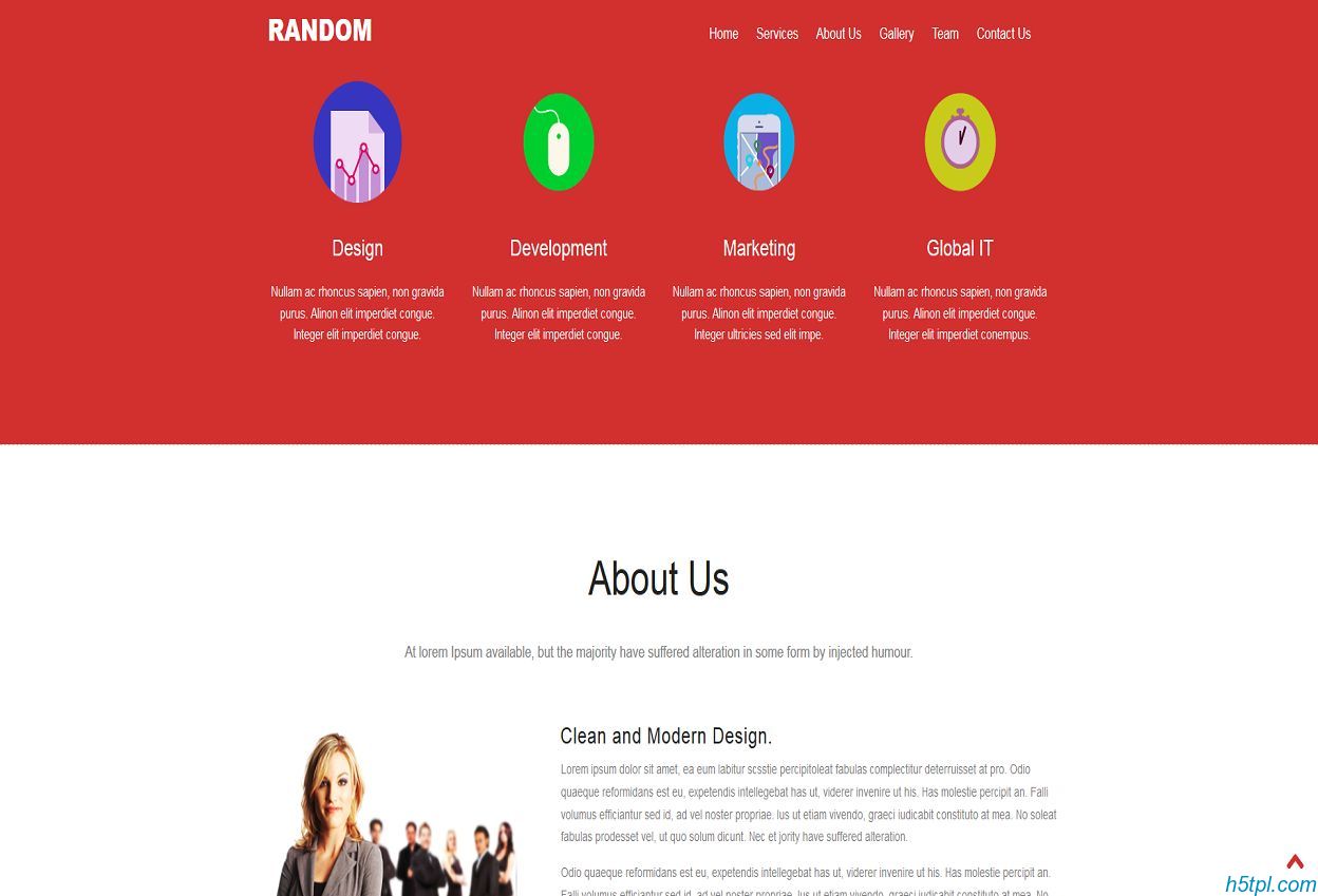 红黑搭配企业团队单页模板是一款适合公司企业HTML5网站模板