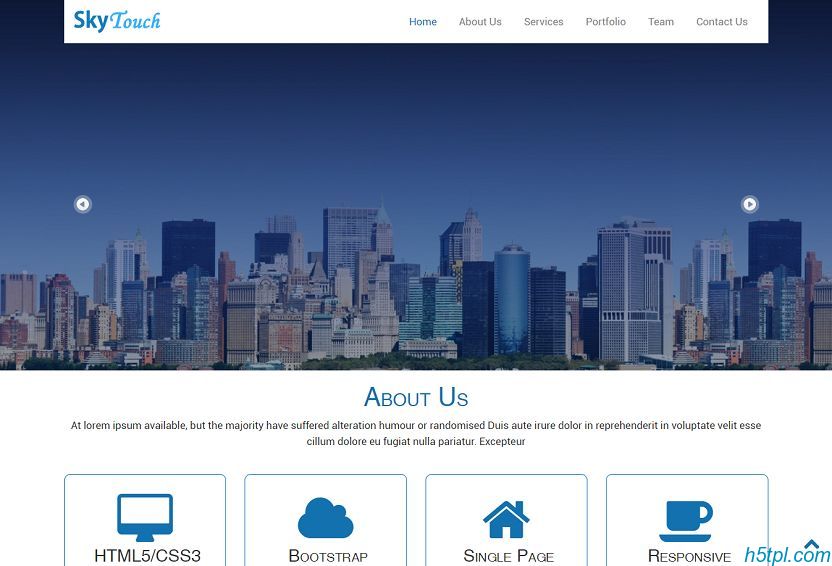 蓝色城市建筑主题网站模板...