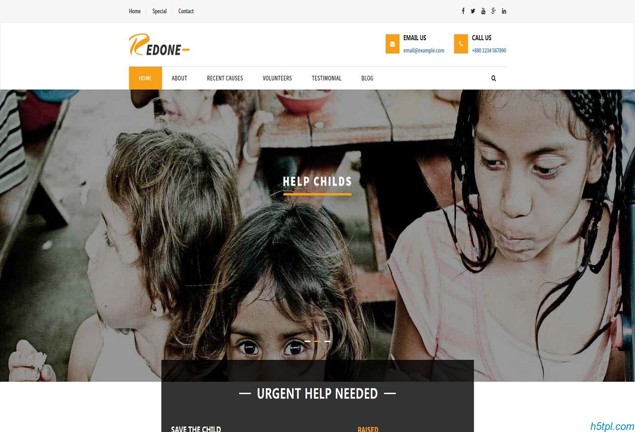 贫困儿童助学网站模板是一款爱心公益机构网站模板