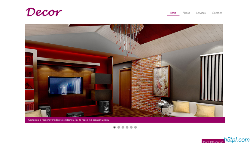 室内装修公司网站模板是一款白色跟紫色搭配的HTML装修企业网站模板
