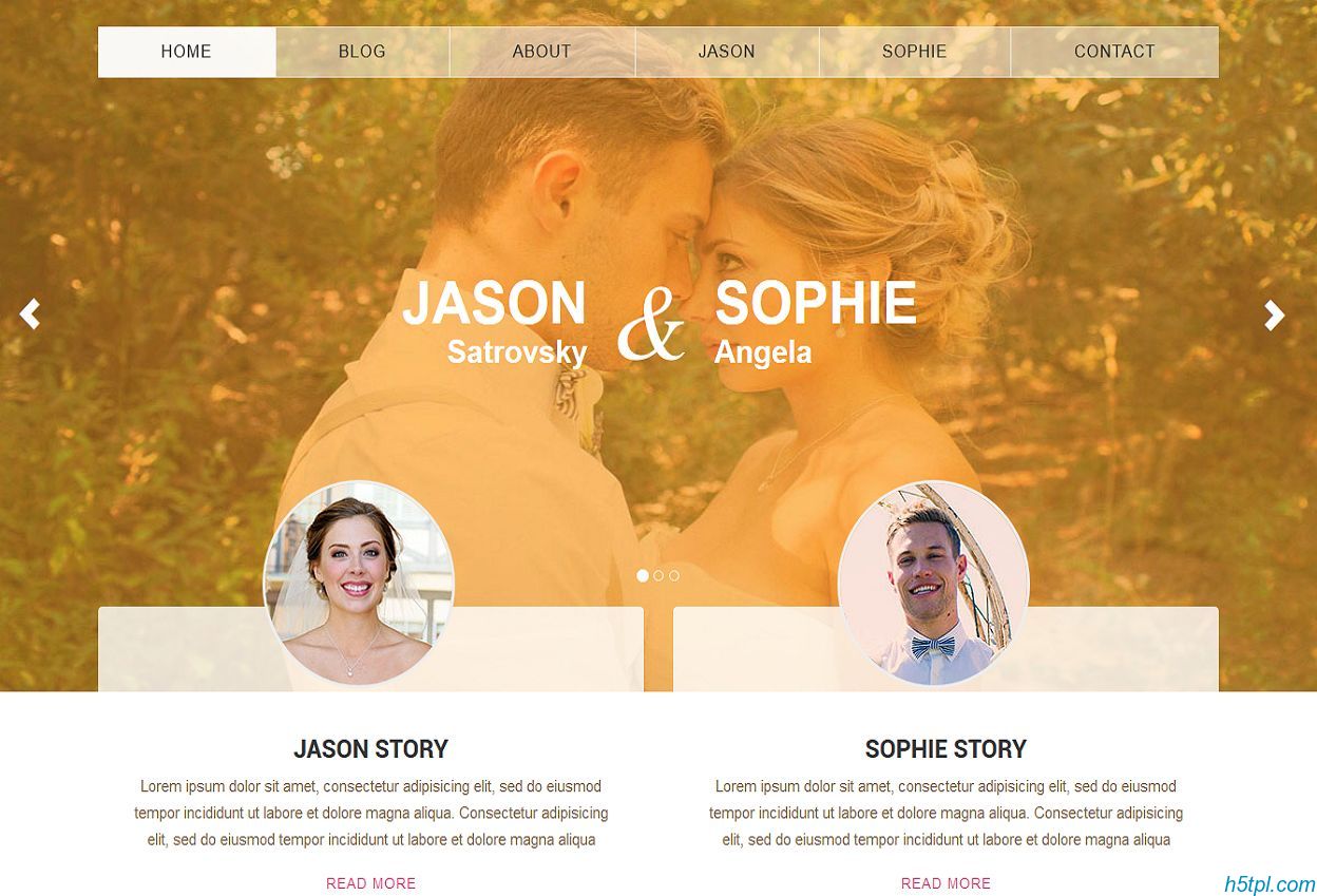 html5欧美婚礼网站模板是一款适合婚纱摄影公司网站模板下载