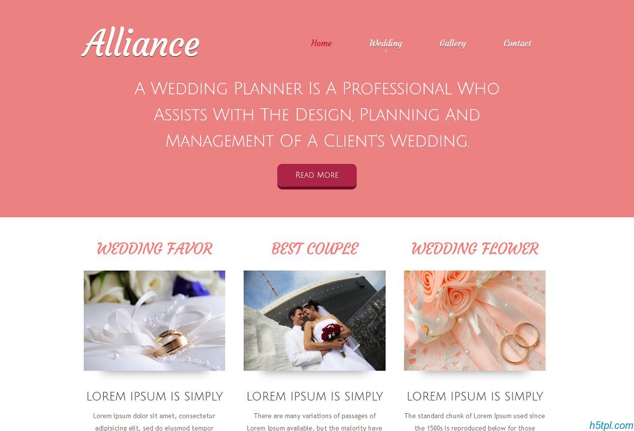 婚礼策划企业CSS3网站模板...