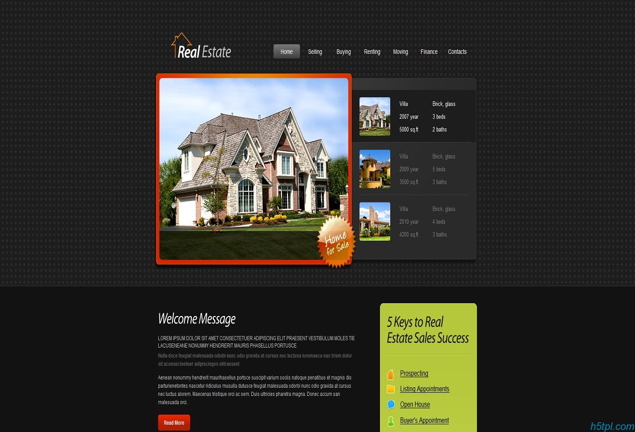 房屋出售企业网站模板_黑色_html5_房屋