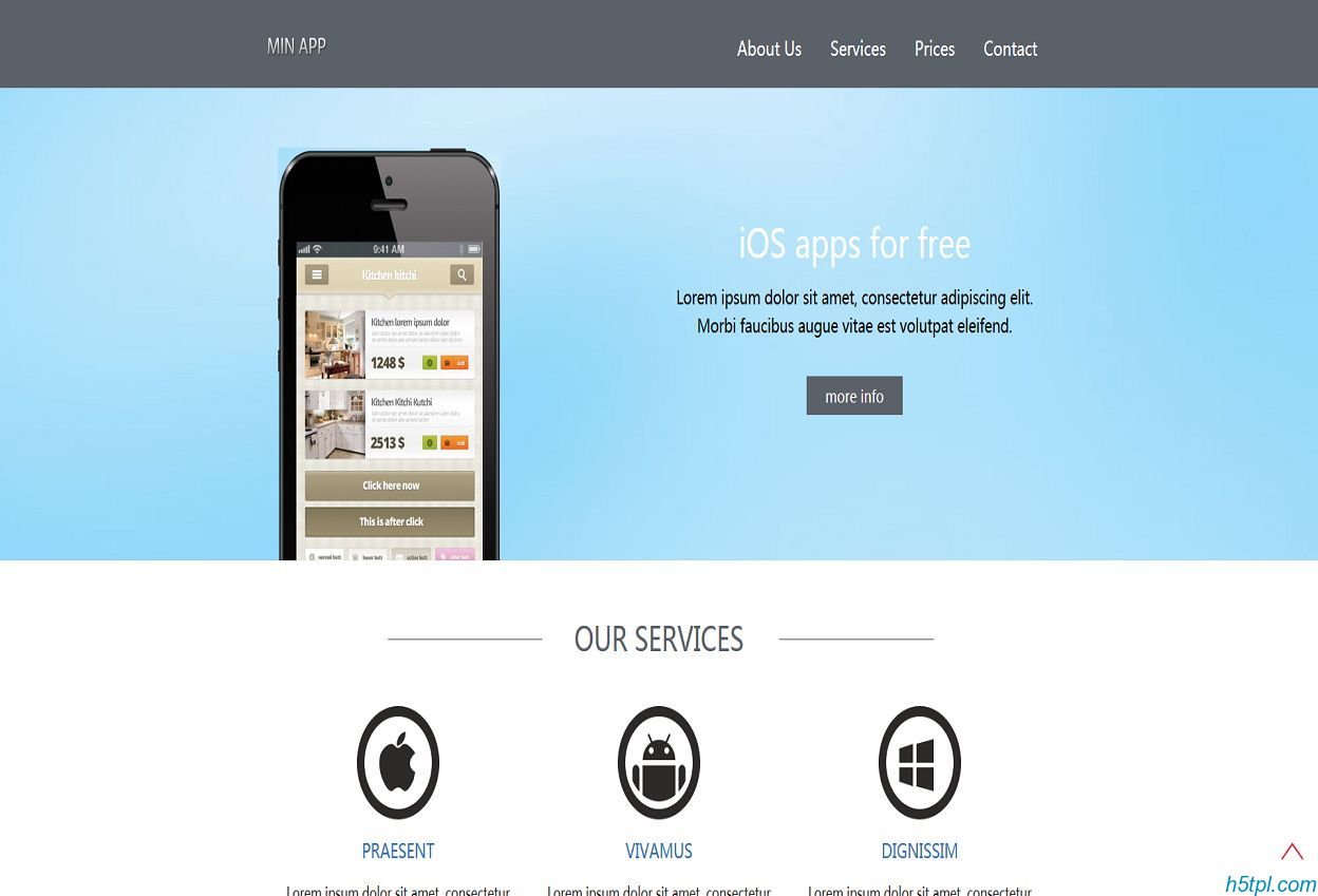 浅蓝色手机APP官网模板是一款简单清爽的CSS手机应用软件官方网站模板