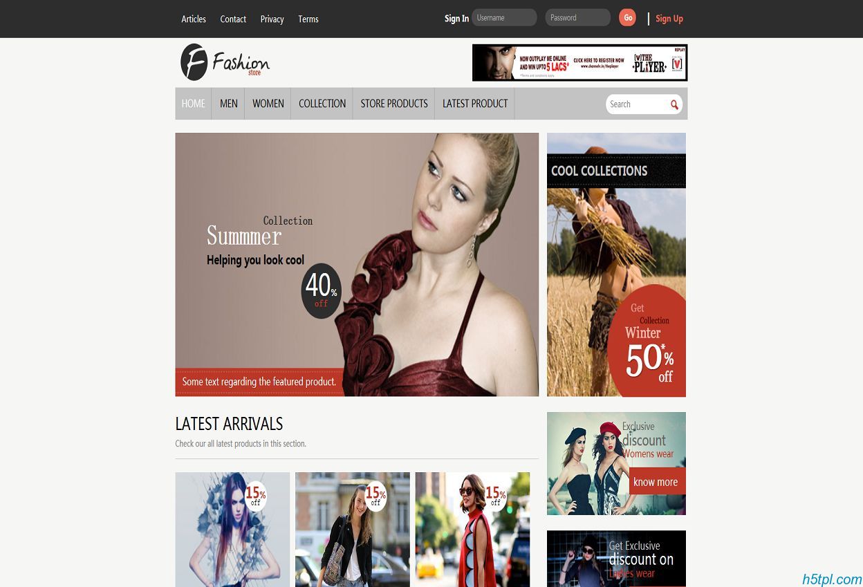 街拍服饰商城网站模板是一款b2c服装商城销售网站模板