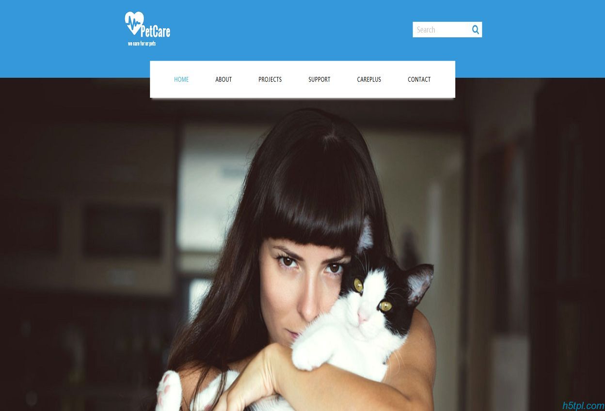 蓝色扁平宠物CSS网站模板是一款蓝色大气简洁的宠物相关网站模板下载