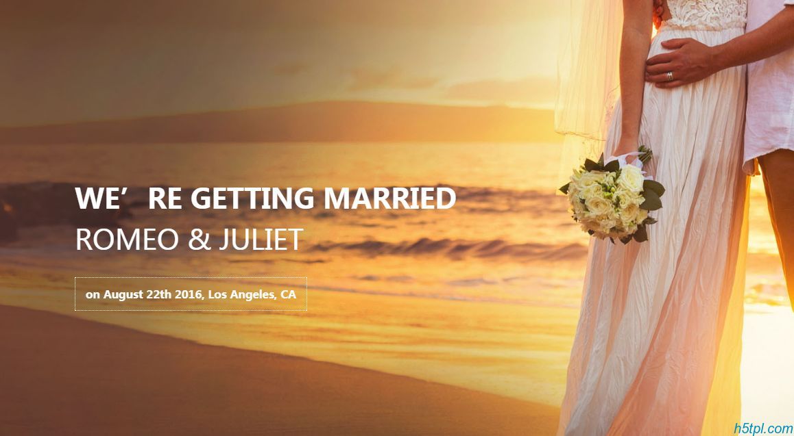 黄色清爽婚礼拍照网站模板是一款清爽大气婚纱摄影单页模板