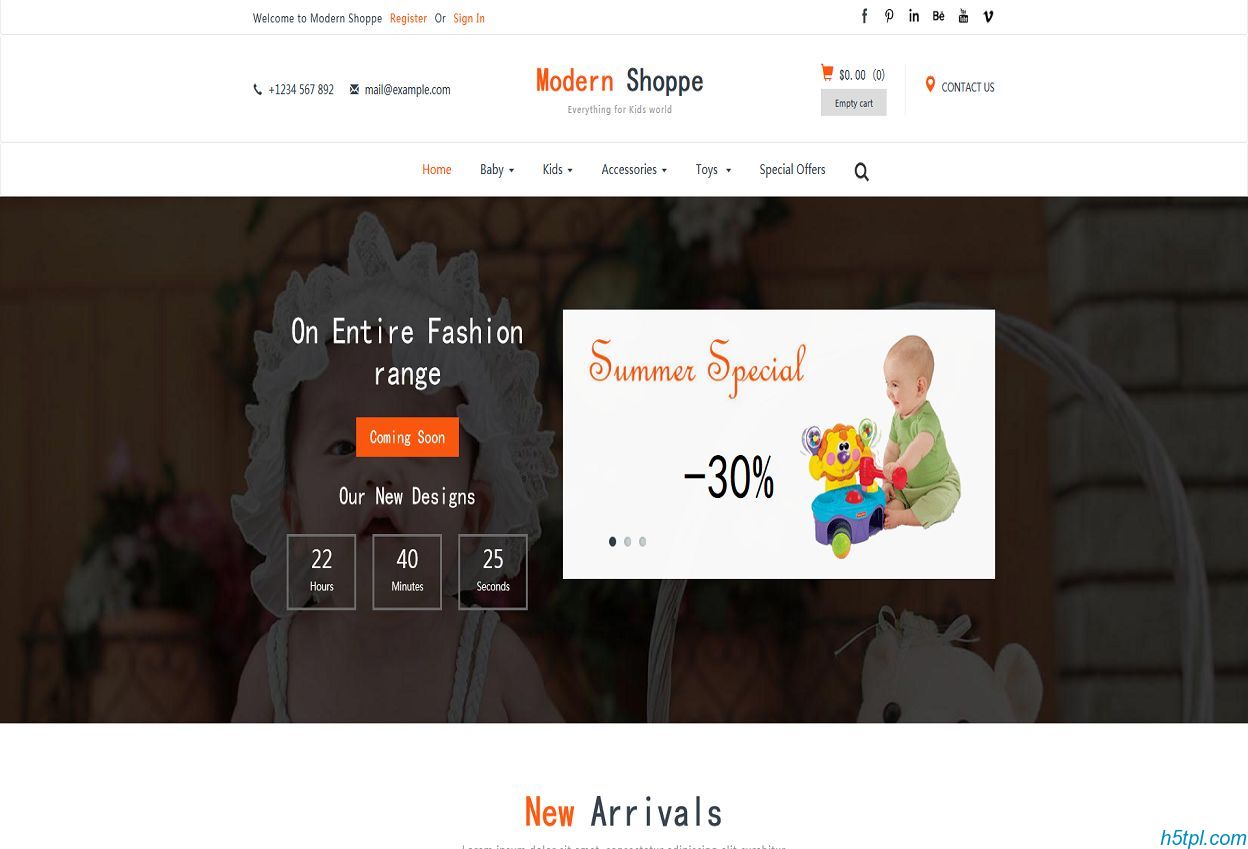 儿童用品公司HTML5网站模板