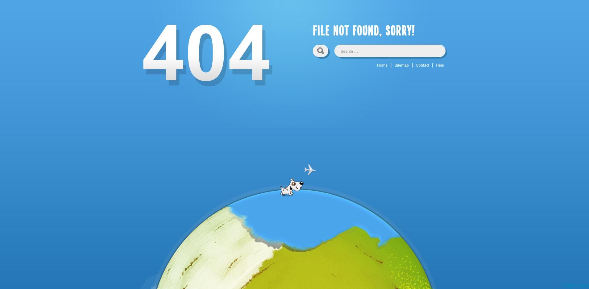 小狗绕地球奔跑404页面是一款可爱的小动物在旋转的地球上奔跑404网站错误页面