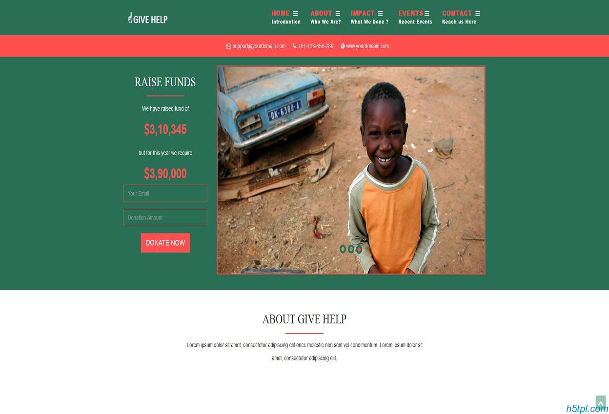 贫困儿童救助网站模板是一款CSS3模板，适合爱心关注贫困儿童救助网站使用