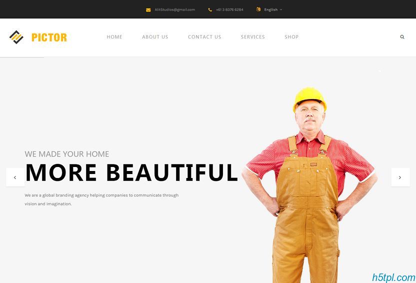 黄色建筑和商务网站模板里面包含7个子页面，黄色风格大气HTML5公司官网模板