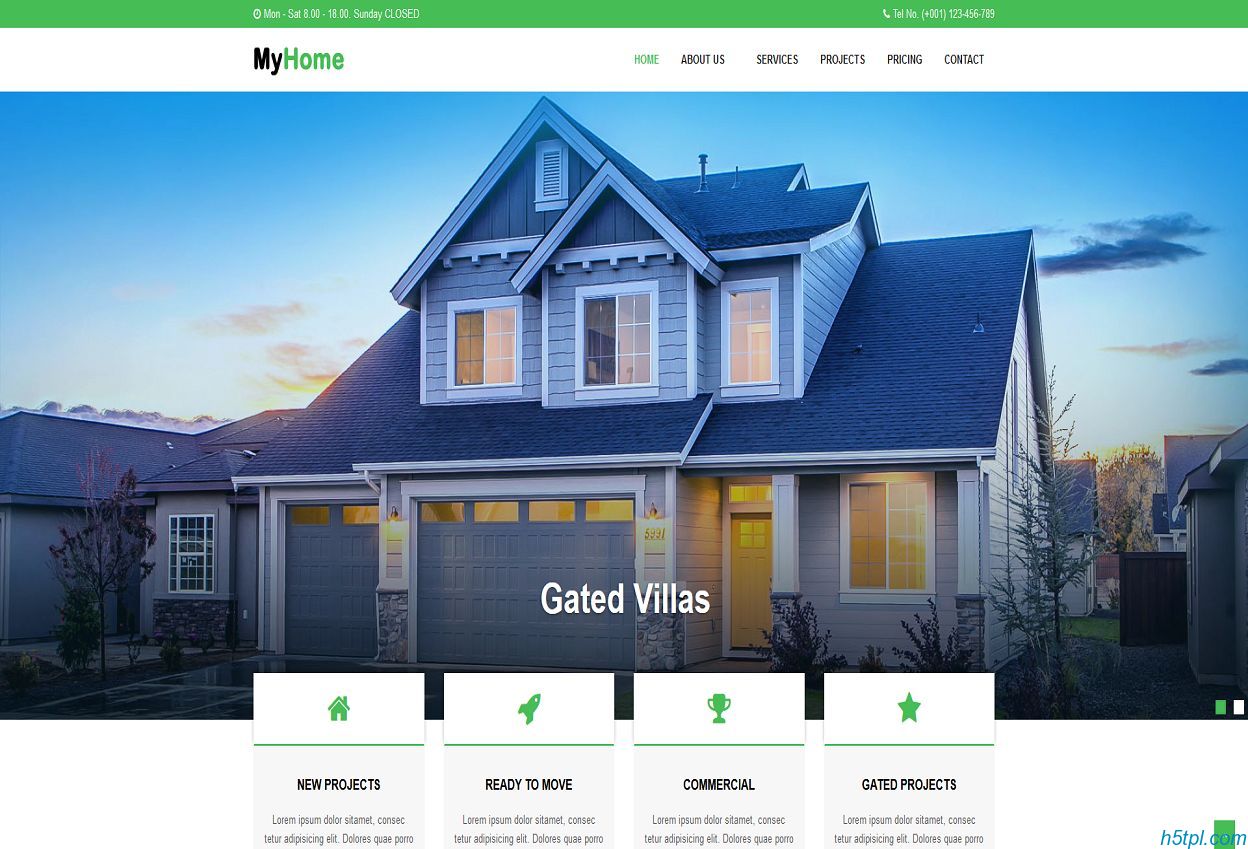 别墅中介公司网站模板是一款绿色清爽的房地产中介公司网站模板