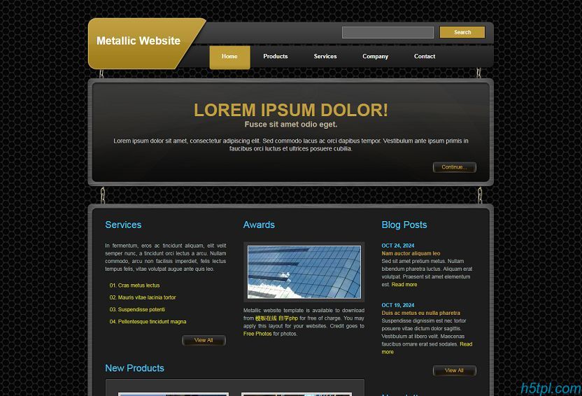 黑色建筑风格企业网站模板_...