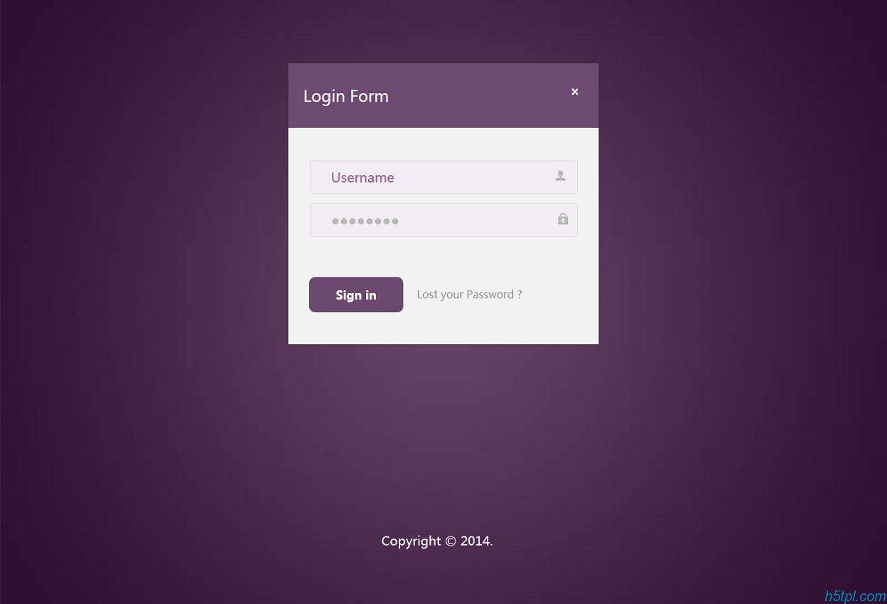 紫色网站登录页面模板是一款简洁风格登录页面，适合前台会员登录或者后台管理登录页面模板