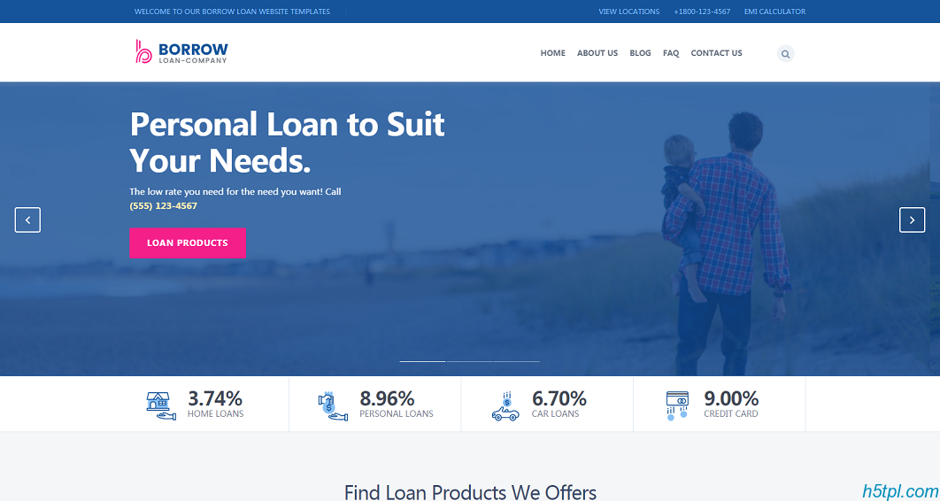 小额贷款公司网站模板，深蓝色响应式设计，适合金融企业官网网站模板