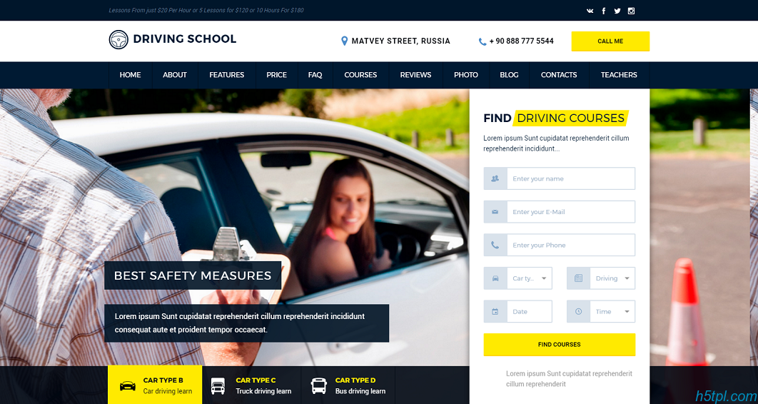 响应式驾校官网HTML模板是一款兼容手机端的驾校网站模板下载