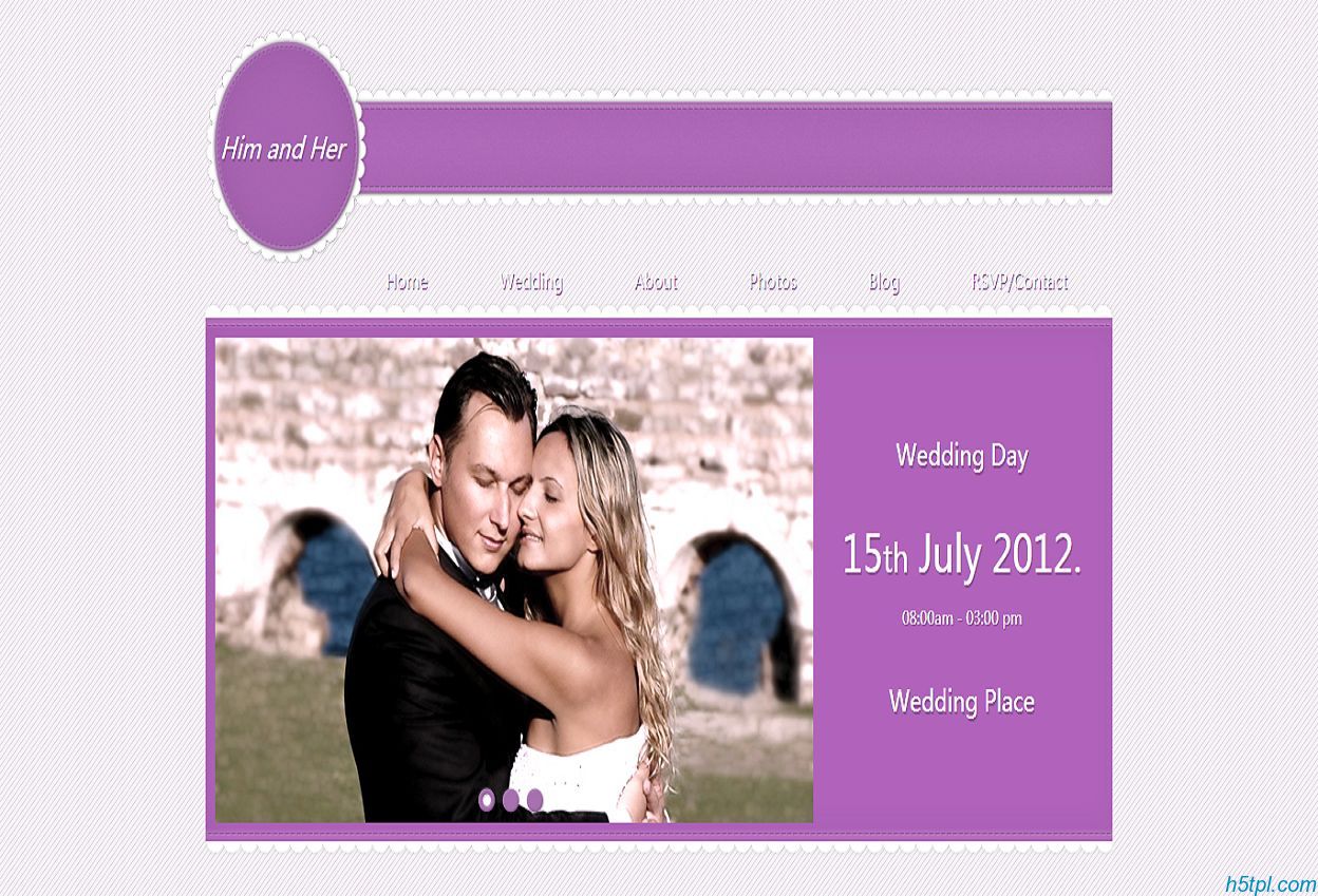 情侣婚纱博客CSS3模板是一款基于CSS3+HTML5实现的粉红色婚礼现场网站模板