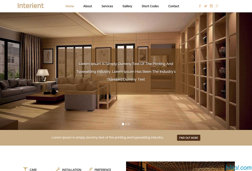 棕色室内建筑设计网站模板是一款大气简洁的HTML5网站模板