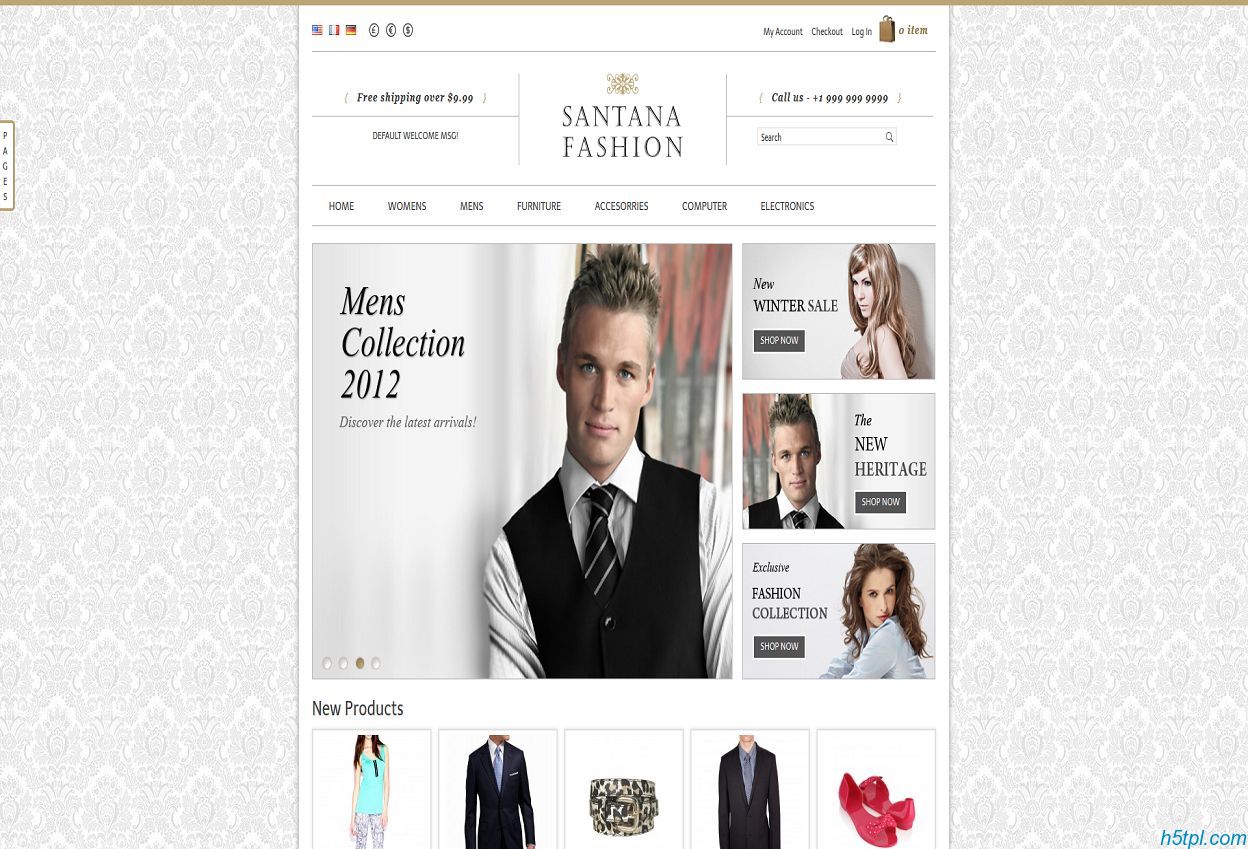 服装箱包销售网站模板是一款服装销售企业的html网站模板