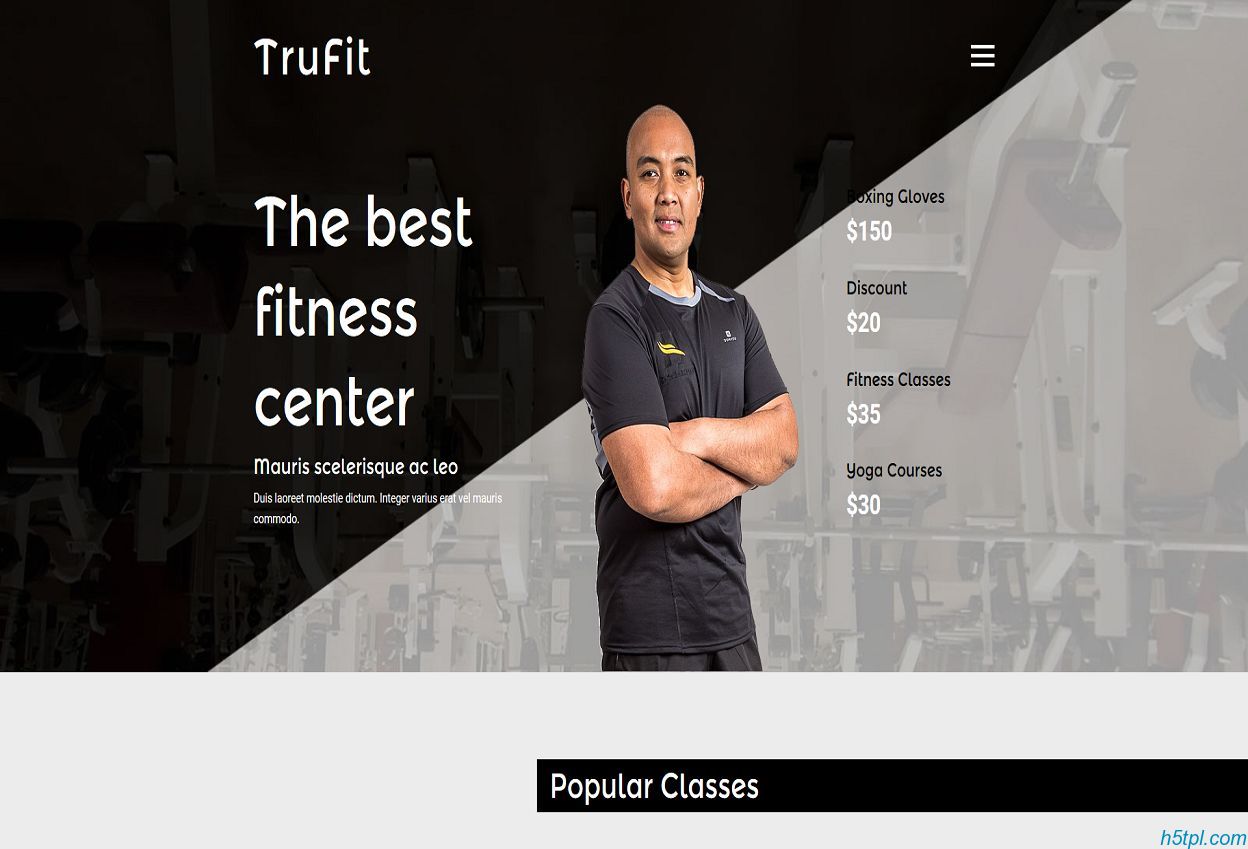 健身教育培训网站模板下载里面包含5个子页面，适合健身会所整站模板使用