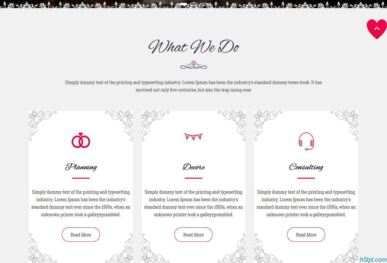 Bootstrap婚礼策划机构模板里面包含7个子页面，适合婚庆婚礼公司网站模板下载
