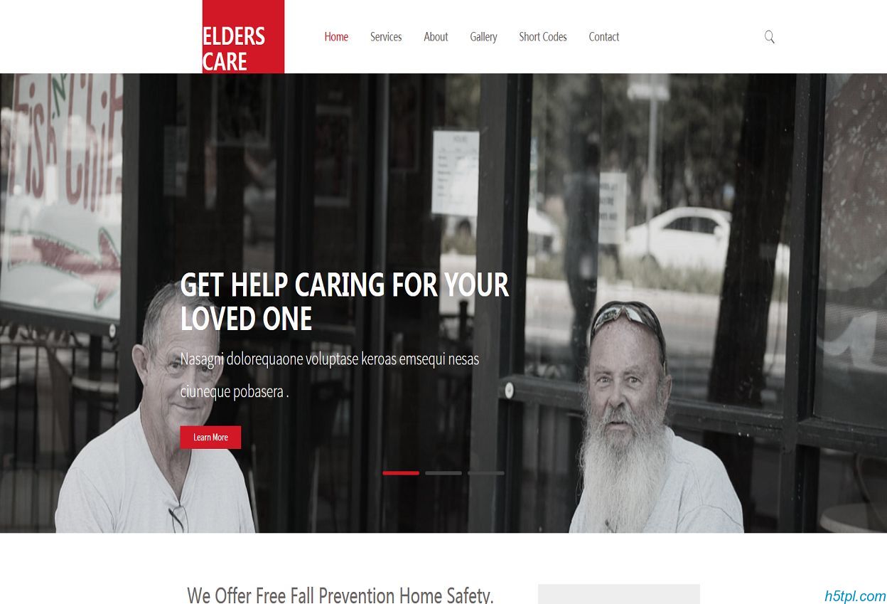 关爱老年人公益网站模板是一款html5模板，适合社会公益类网站模板