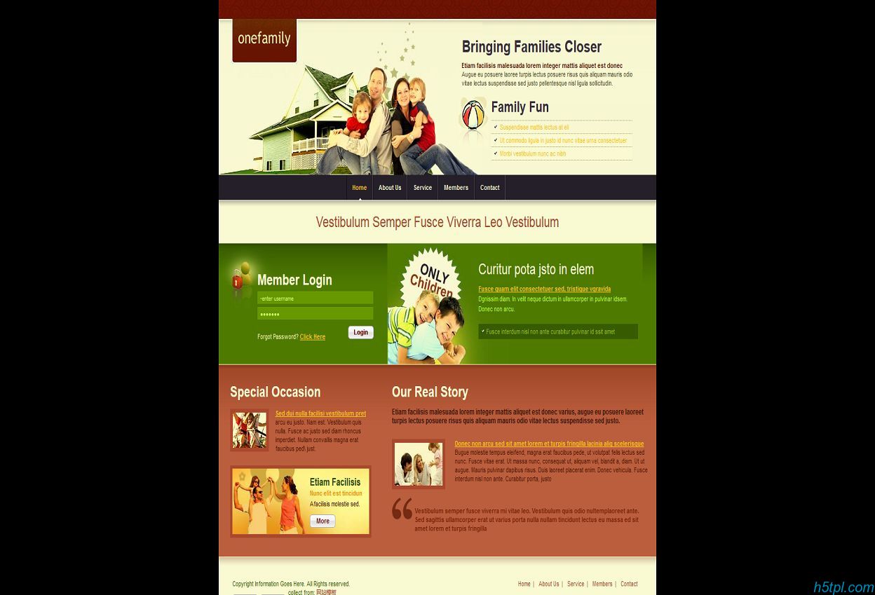 绿色和谐家庭儿童网站模板