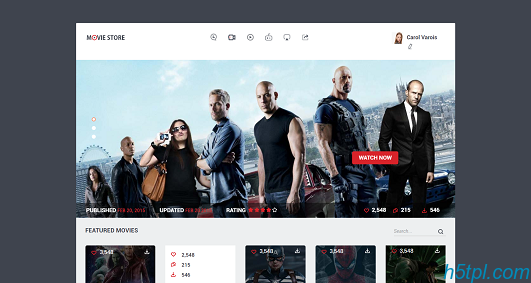 电影上映影讯网站模板是一款带有会员登陆页面的html5网站模板下载