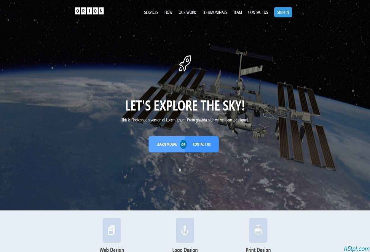 航天卫星主题网站模板是一款个性设计公司单页网站模板