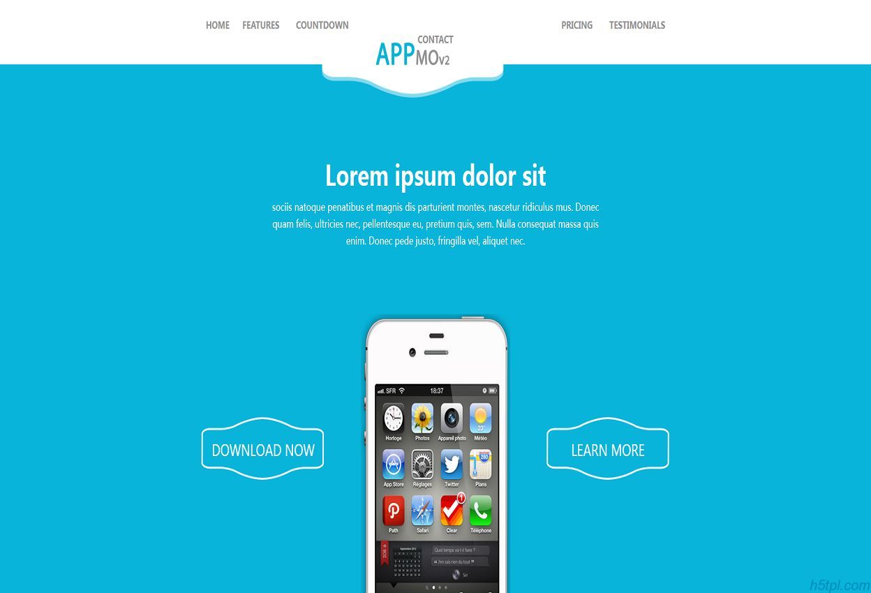 蓝色苹果手机APP网站模板是...