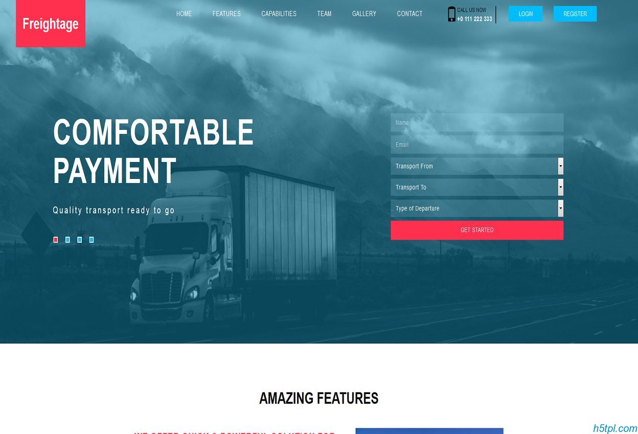 货物运输企业网站模板是一款单页html5网站模板