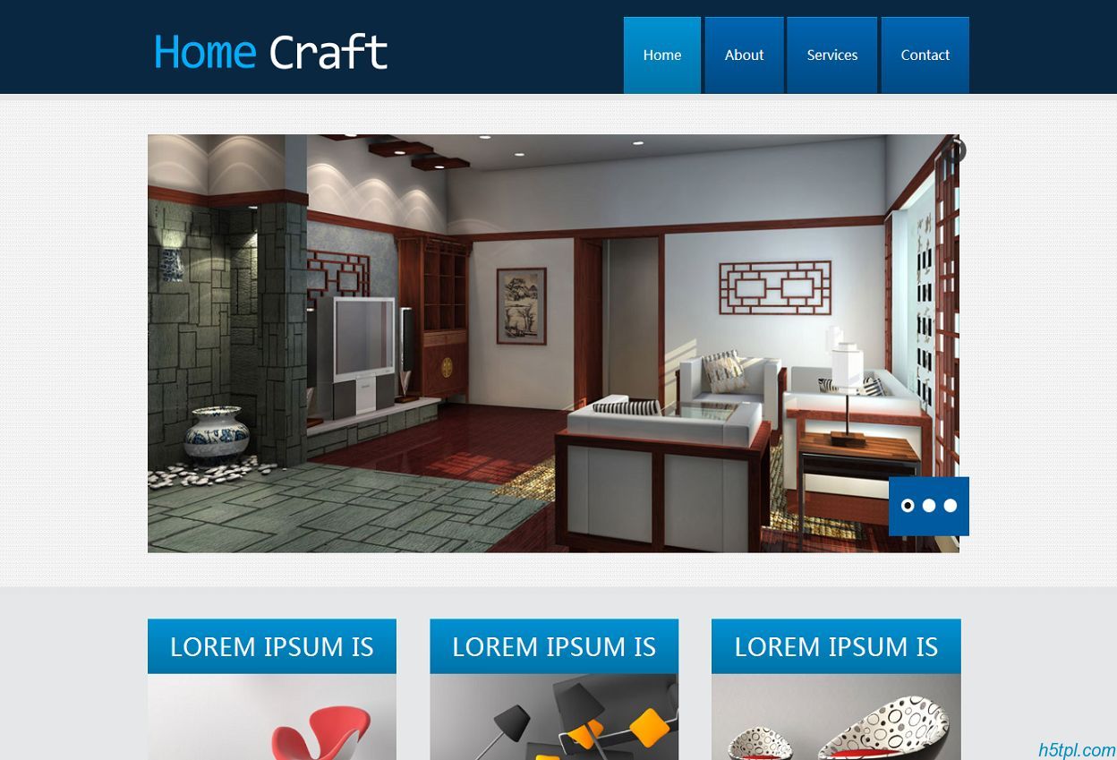 蓝色艺术家居设计CSS模板是一款大气室内装修设计企业网站模板