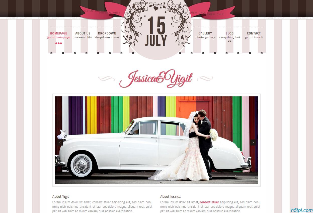婚礼教堂HTML网站模板是一款适合婚纱摄影企业网站的HTML模板