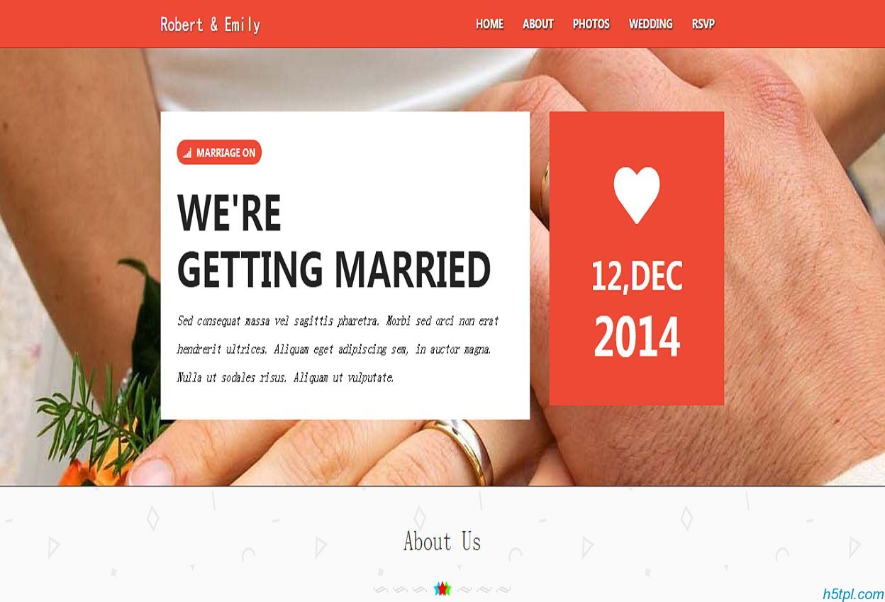 永结同心婚恋网站html5模板是一款适合婚纱摄影，婚礼策划等企业网站模板
