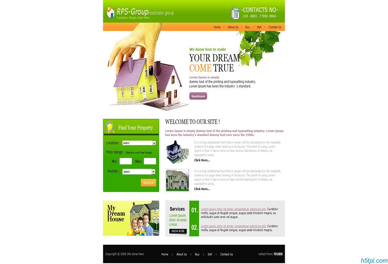 绿色房屋出售中介网页模板