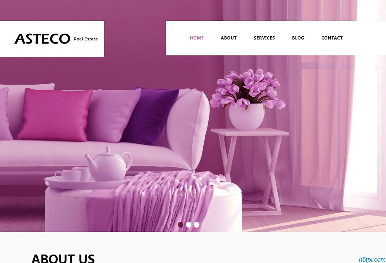 粉色简洁家居网页模板是一款大气简洁的室内家居装修设计网站模板