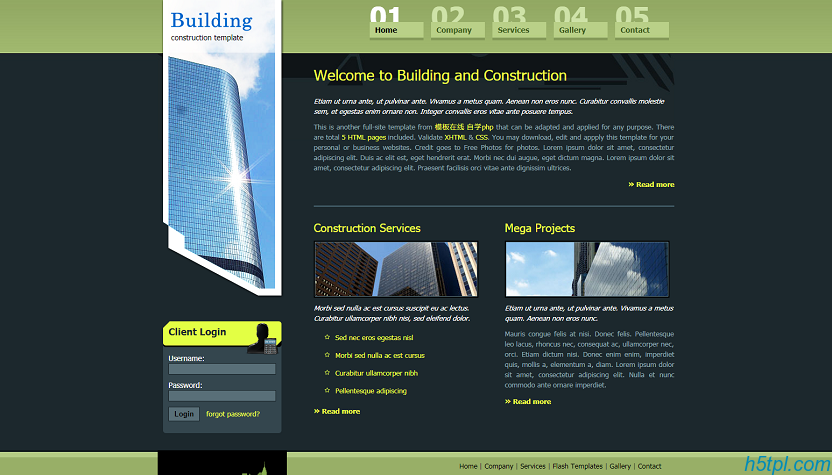 商务建筑工程HTML模板下载_...