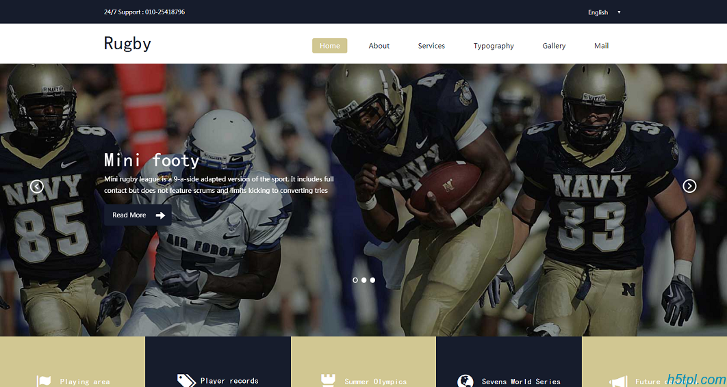 橄榄球比赛官方网站模板是一款美式橄榄球比赛html网站模板下载